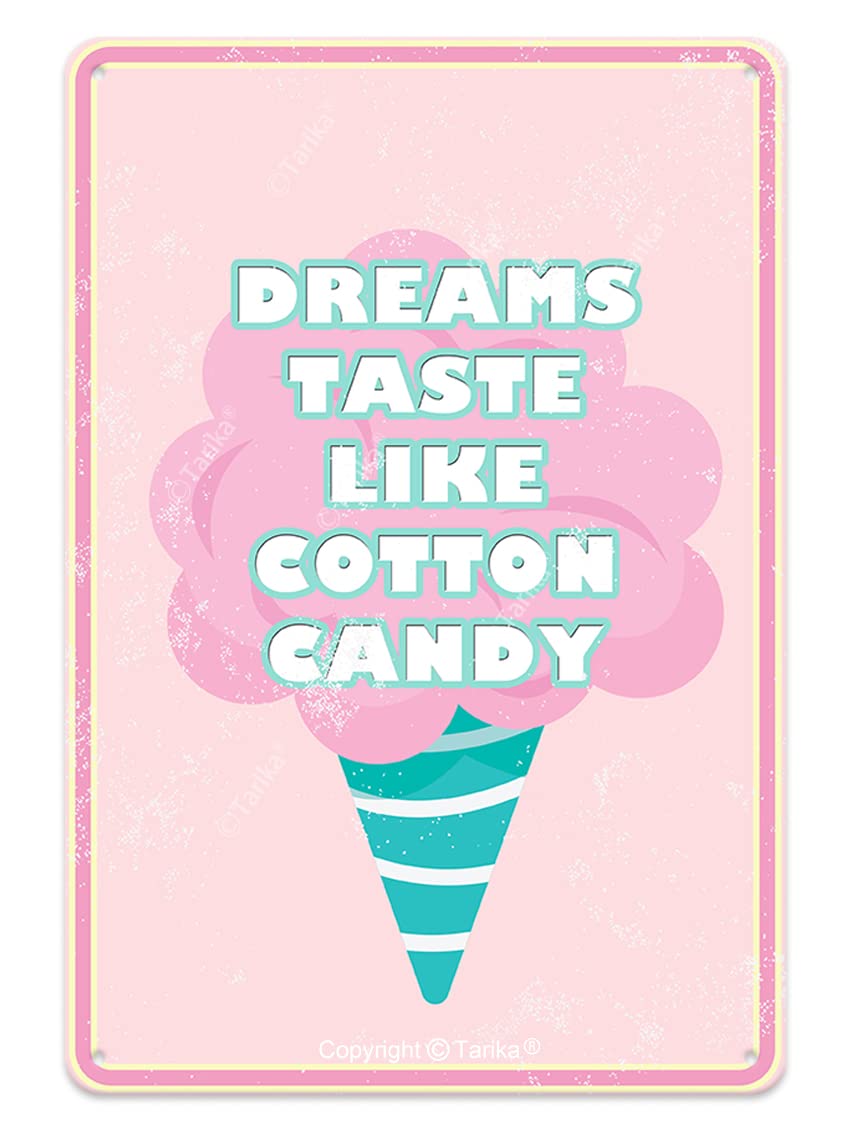 Cotton Candy Cone - Letrero de metal vintage con diseño