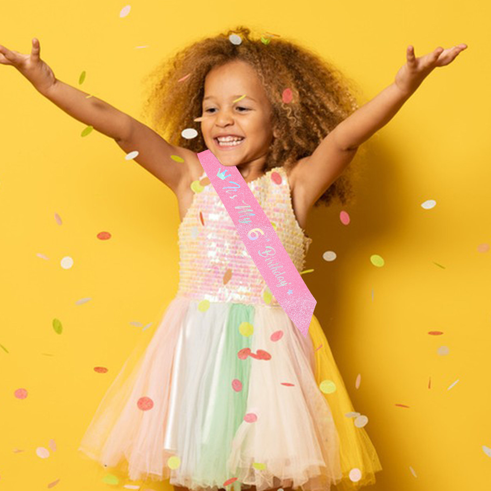 Birthday Sash Glitter - 5 piezas de cinta rosa con
