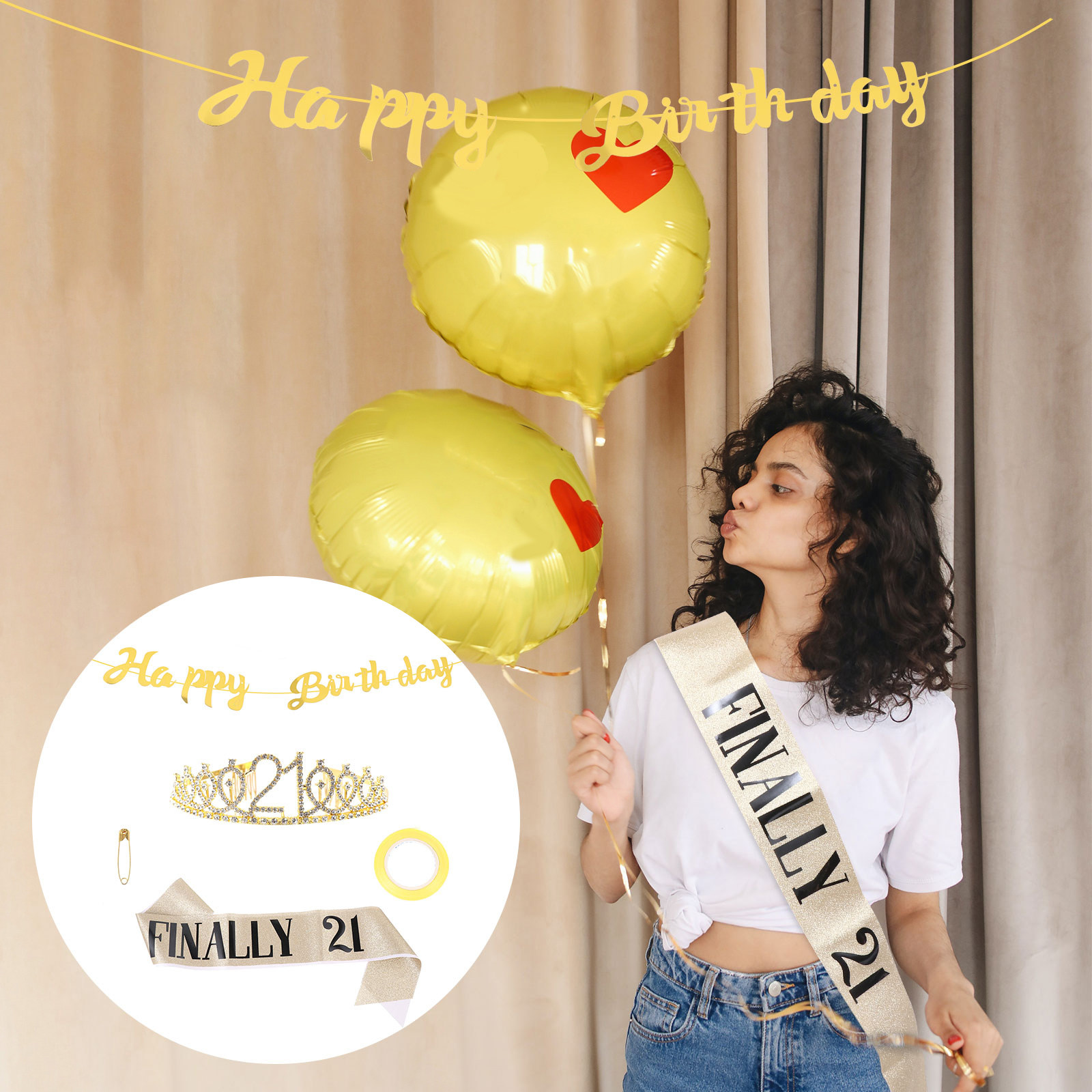 1 Set de Corona de Cumpleaños  - Birthday Sash Glitter reseña y precio